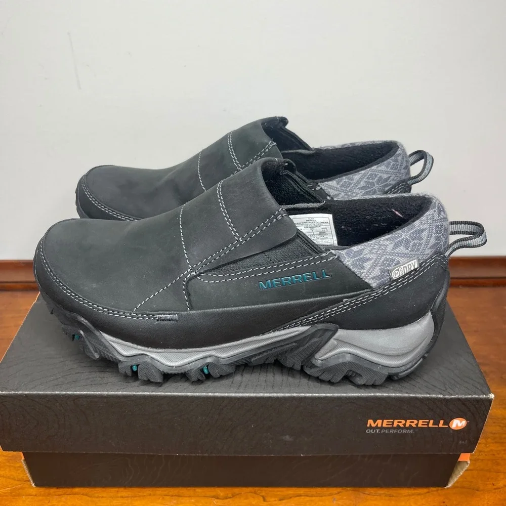 Merrell Polarand‎ Rove Moc Waterproof Black Leather Hiking Shoes Womens 5.5